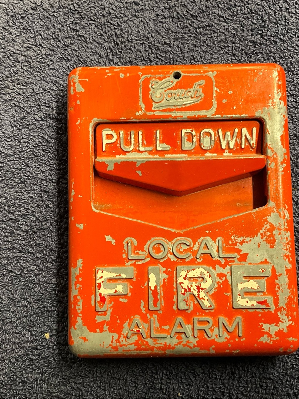 Vintage Red Metal Fire Alarm Wall Decor
